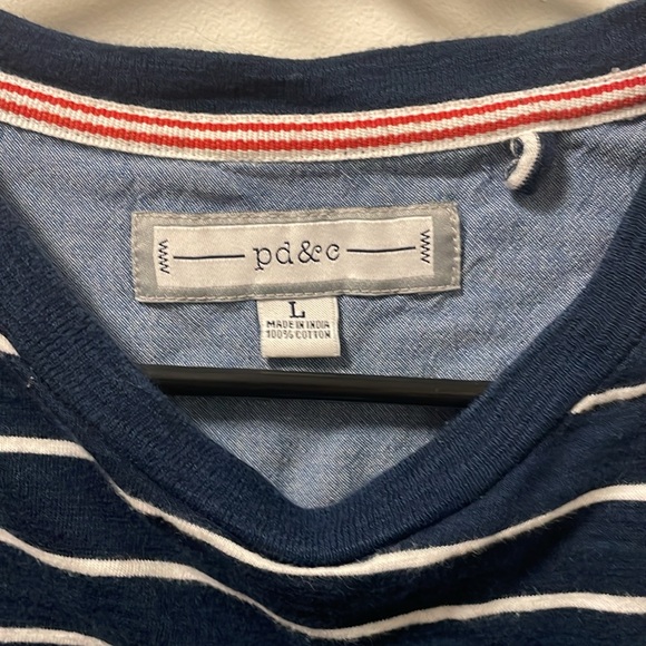 PD & C casual Striped Short Sleeved V Neck T Shirt - Picture 3 of 4